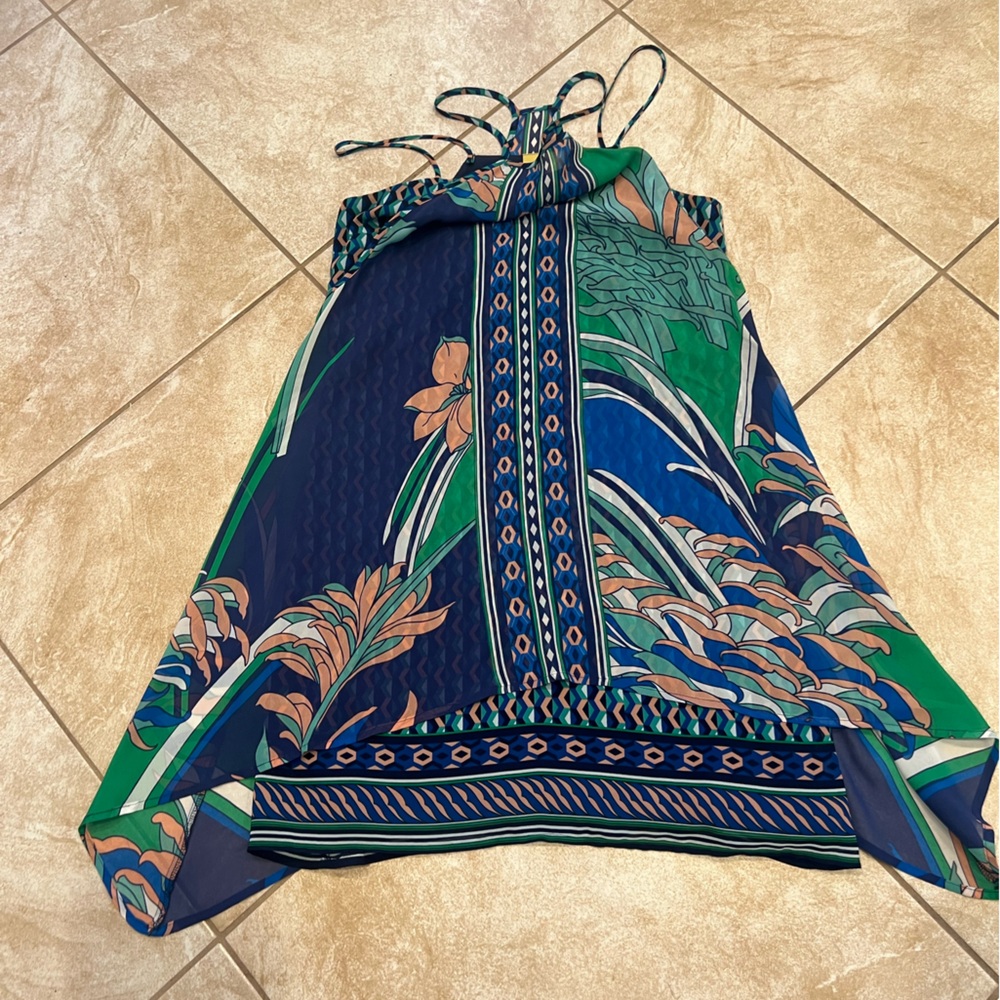 Mauve Women's Midi Dress - Blue and Green Floral summer size XS